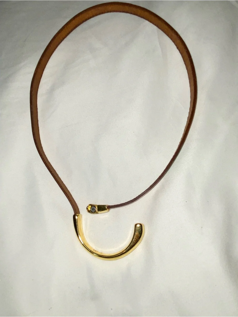 Gold Accent Brown Leather necklace